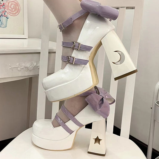 Y2k Chunky Platform High Heels Pumps Women 2023 Spring Punk Thick Heel Mary Jane Lolita Shoes Woman Patent Leather Cosplay Shoes