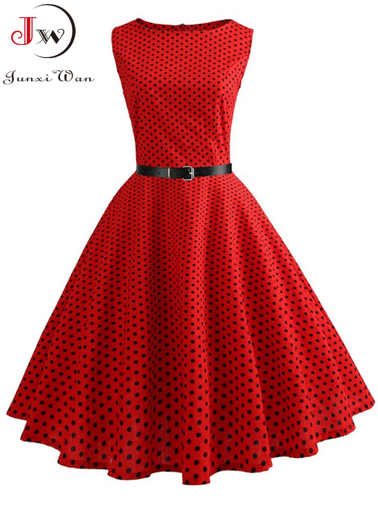 Summer Womens Dresses  Casual Floral Retro Vintage 50s 60s Robe Rockabilly Swing Pinup Vestidos Valentines Day Party Dress