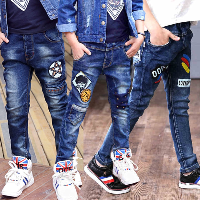 2023 New Teenage Boys Jeans  3-10 Years Spring Autumn Fashion Slim Thick Sport Trousers For Kids Children Handsome Casual Pants