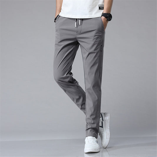 Casual Men Solid Color Fashion Jogger Elasticity Straight Pants Male Elegant Leisure Long Formal Trousers