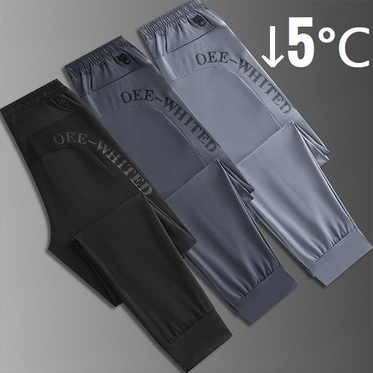 2023 Men&#39;s Sweatpants Ice Silk Summer Stretch Jogger Pants Black Grey Straight Cool Sports Training Trousers Large Size Big Plus