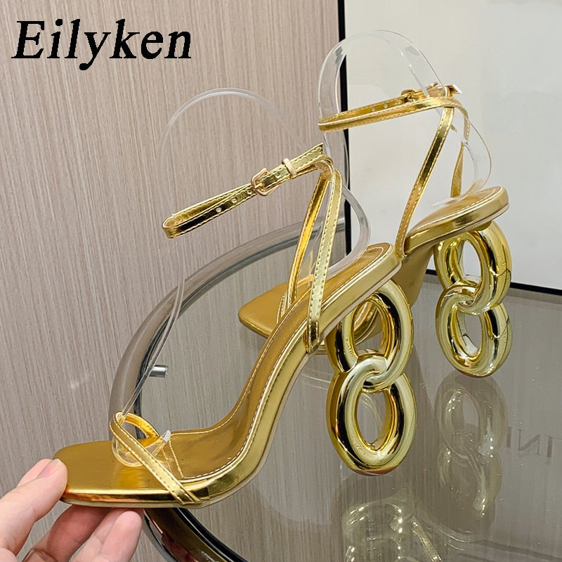 Eilyken Designer Open Toe Woman Sandals 2023 New Fashion Fretwork High Heels Shoes Buckle Strap Wedding Party Pumps