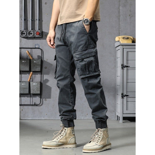 Spring Summer Men&#39;s Cotton Cargo Pants Multi-Pockets Army Military Slim Fit Joggers Workwear Casual Cotton Tactical Trousers