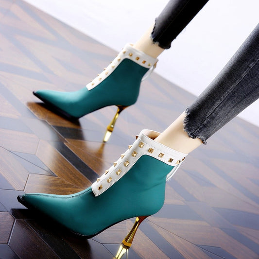 Pointed Toe Stiletto Fashion Boots Back Zipper New Women&#39;s Boots Gothic Women&#39;s Boots Sexy Heels Women Botines