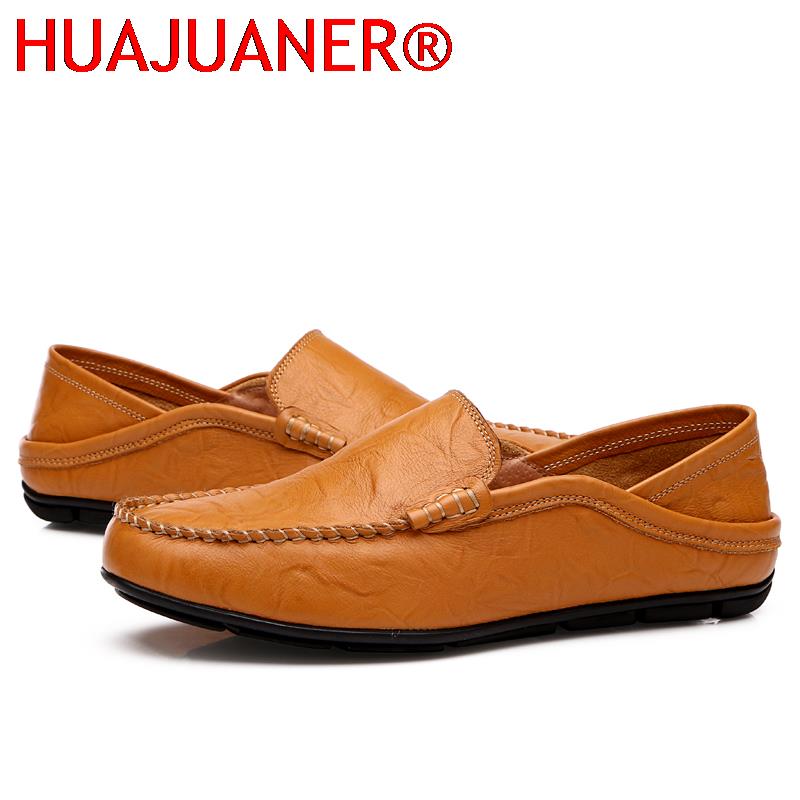 Men Loafers 2023 New Leather Shoes Men Casual Shoes Moccasins Breathable Sneakers Men Driving Shoes Comfort Flats Plus Size 46