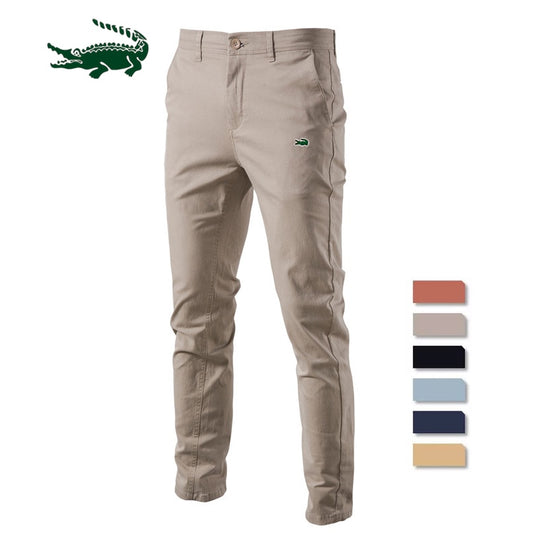 2023 Casual 100%Cotton Men Trousers Solid Color Slim Fit Men&#39;s Pants New Spring Autumn High Quality Classic Business Pants Men