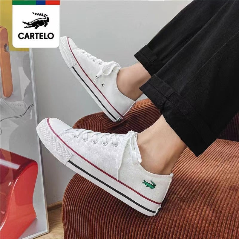 CARTELO Women White Flats Canvas Shoes Fashion Low Top Casual Walking Ladies Vulcanized Shoe 2023 New Pheeninino Free Shipping