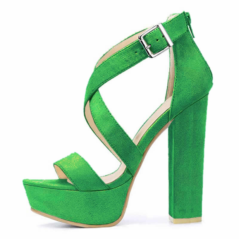 LOSLANDIFEN Women Sandals Sexy Open Toe Cross Strap Buckle Wedge Platform High Heel Chunky Block Heels Dress Party Wedding Shoes