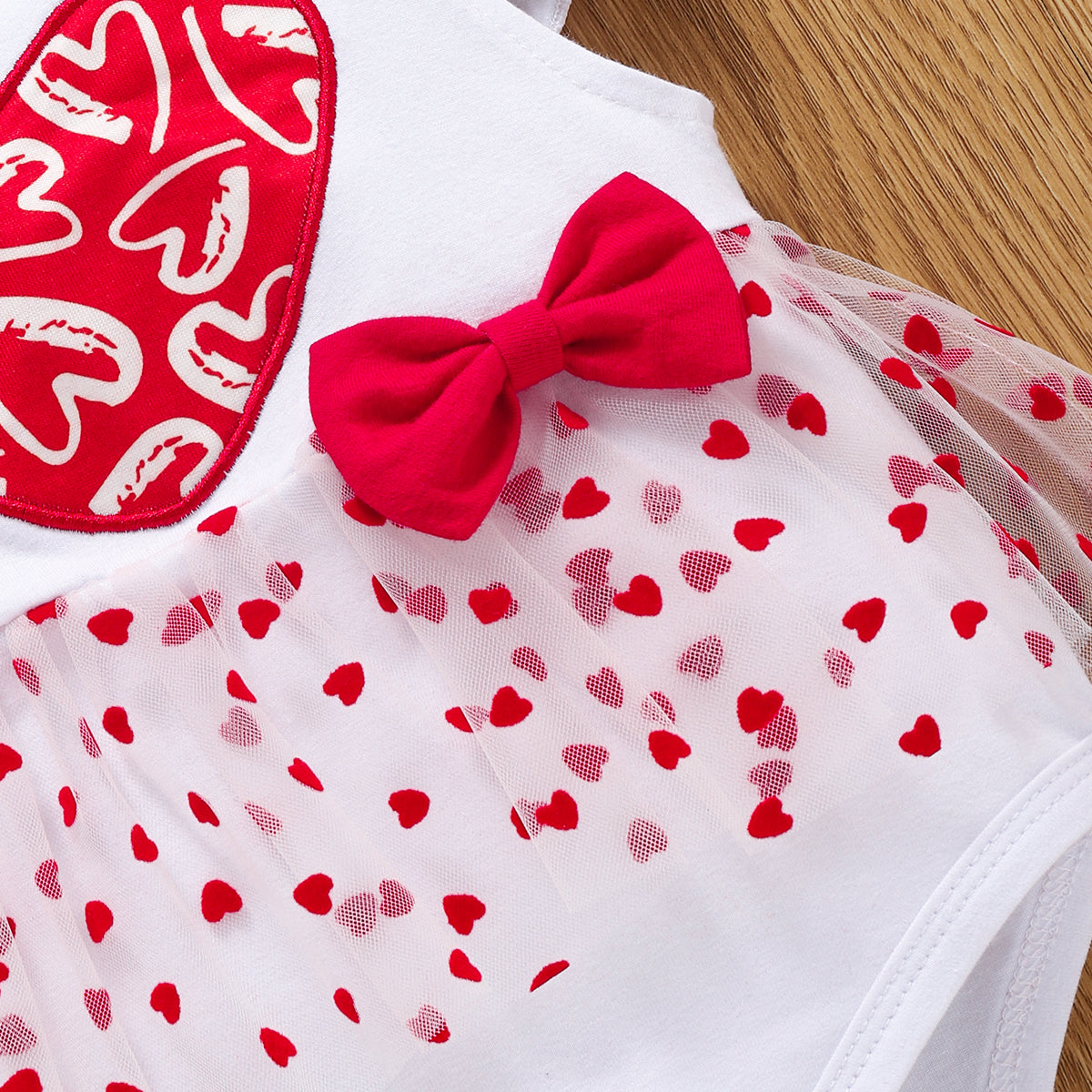 Baby Heart Graphic Tulle Bodysuit Dress