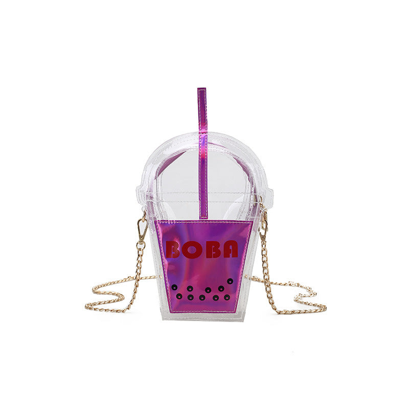 Creative Laser Contrast Transparent Straw Coke Bottle Bag