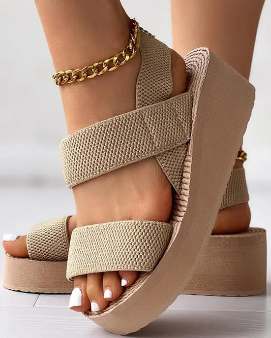 Slingback Platform Wedge Sandals