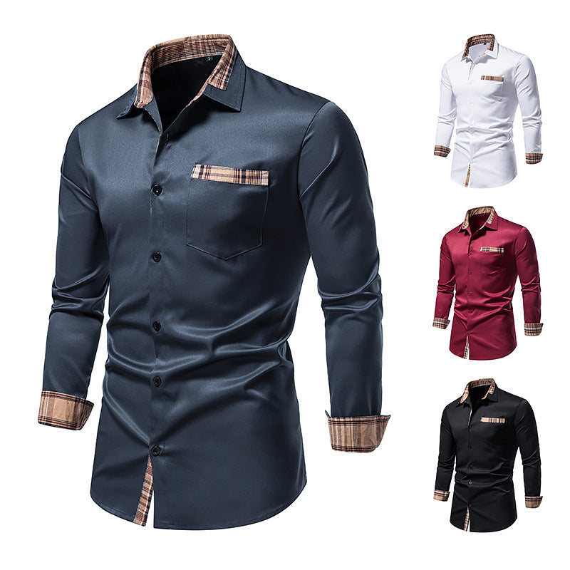 Men's Casual Long Sleeve Formal Wear Plaid Collar Button Shirt