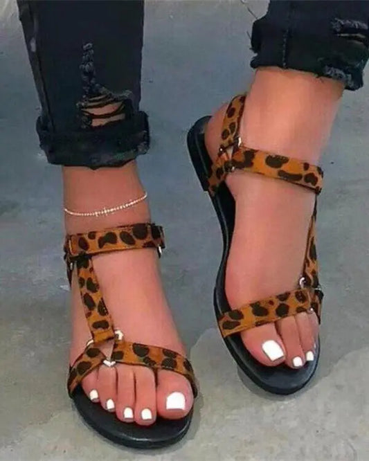 Cheetah Print Ankle Strap Sandals